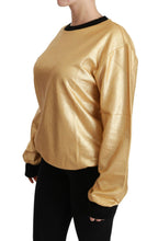 Goldener Baumwoll-Rundhals-Pullover