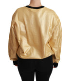 Goldener Baumwoll-Rundhals-Pullover