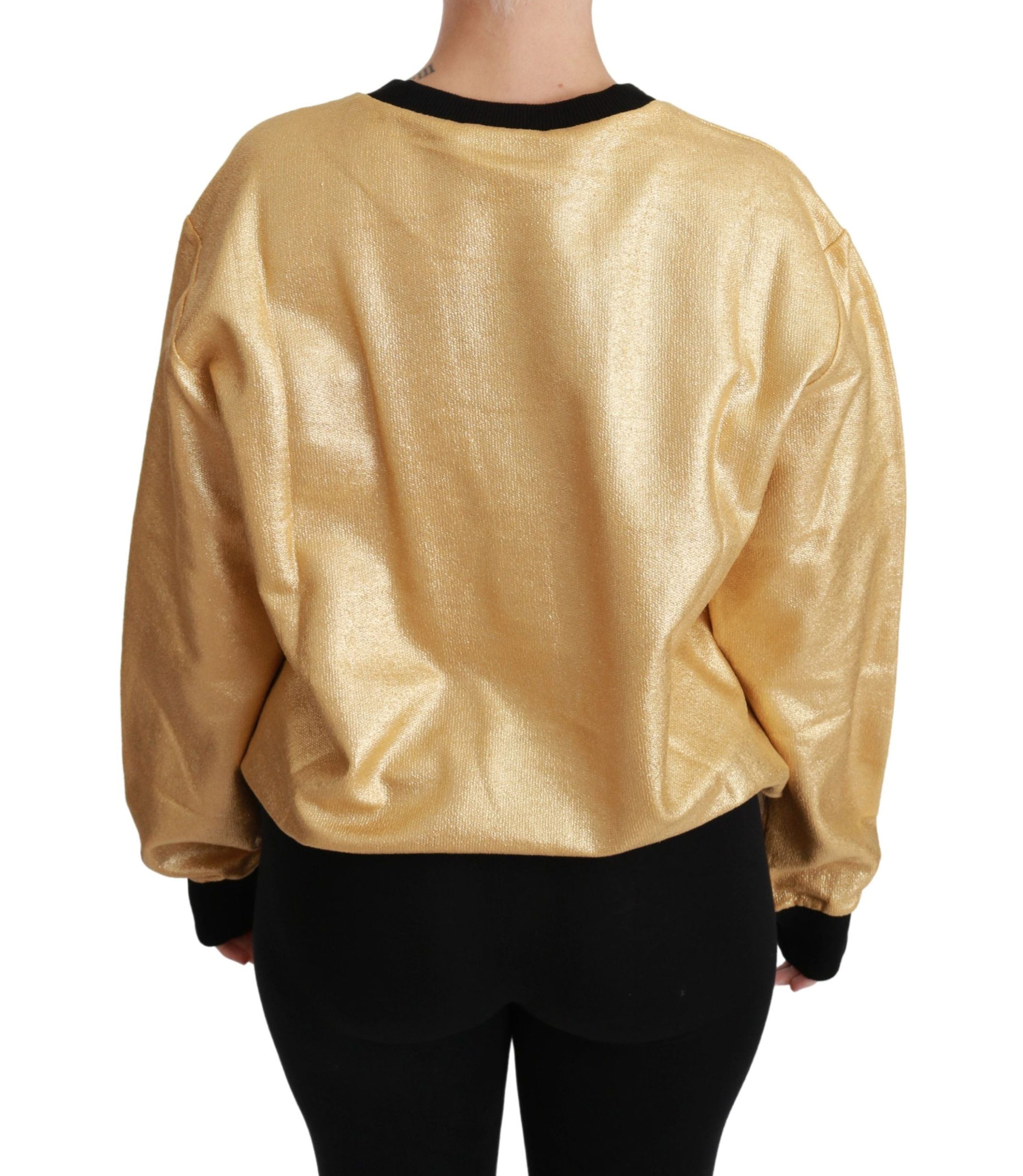 Goldener Baumwoll-Rundhals-Pullover