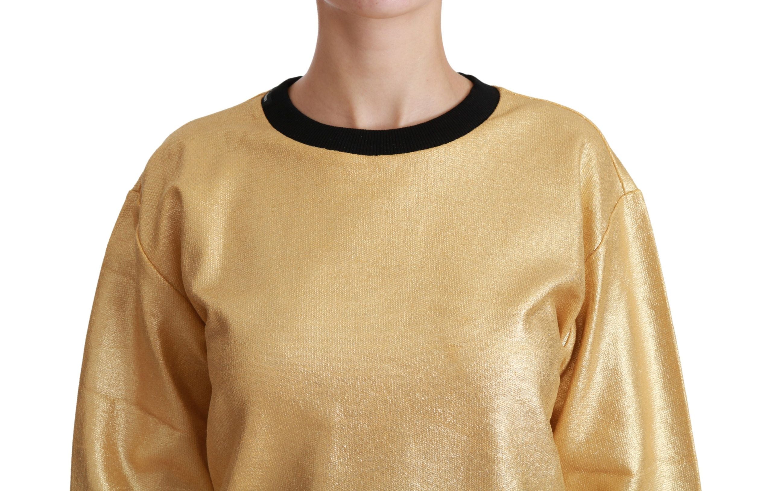 Goldener Baumwoll-Rundhals-Pullover