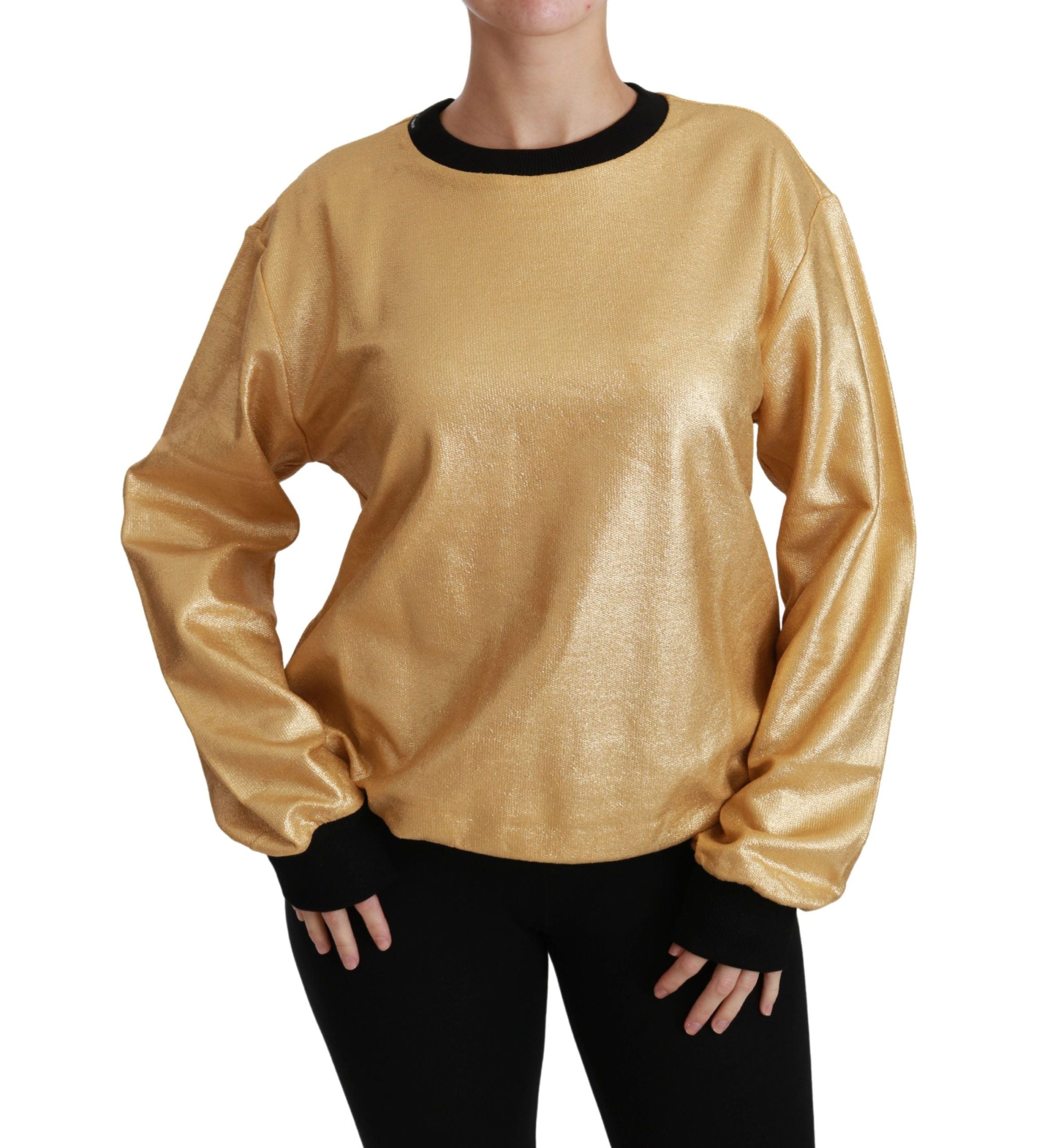 Goldener Baumwoll-Rundhals-Pullover