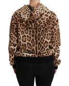 Brauner Kapuzenpullover Ayers mit Leopardenmuster und Nieten