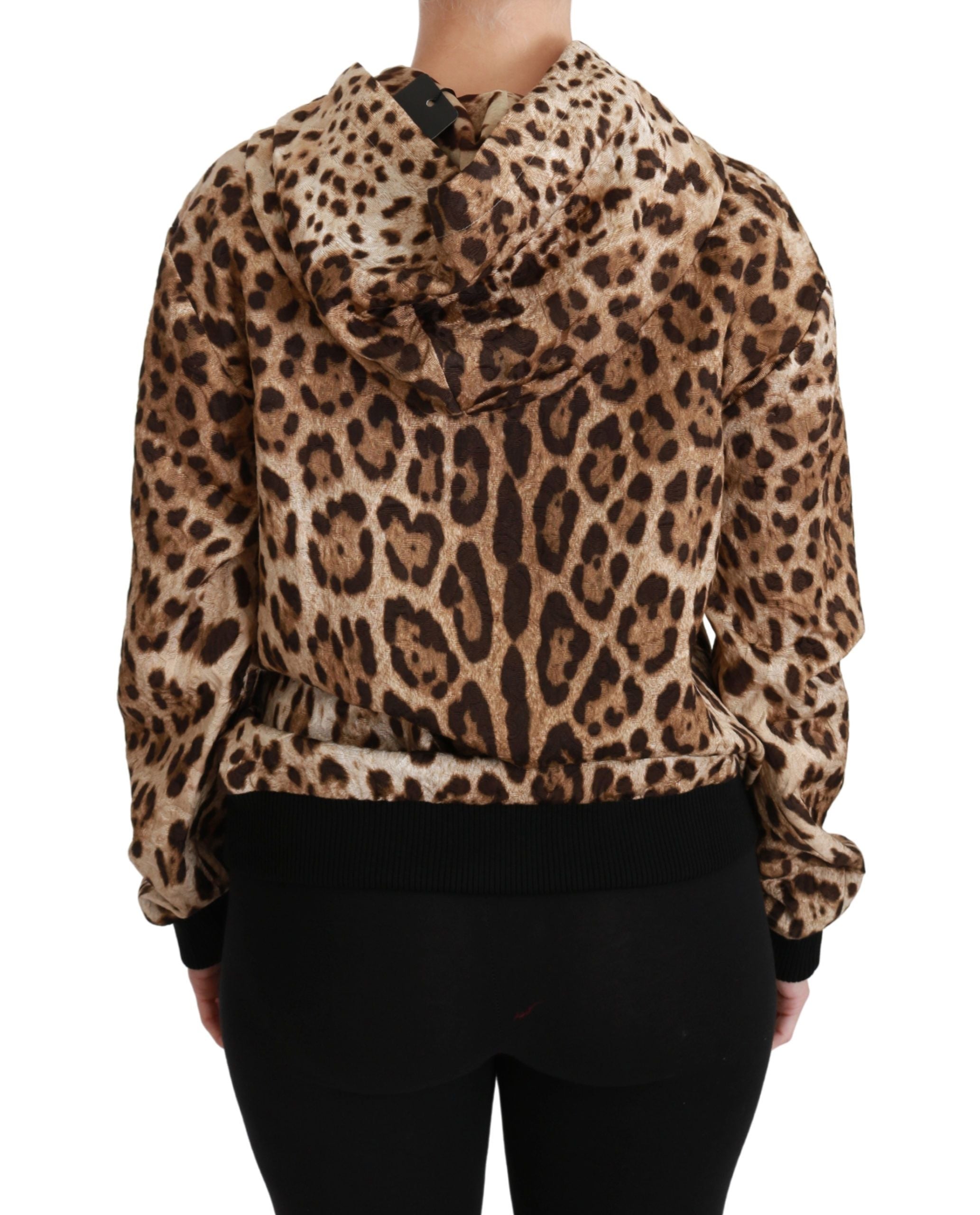 Brauner Kapuzenpullover Ayers mit Leopardenmuster und Nieten