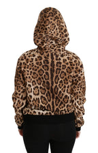 Brauner Kapuzenpullover Ayers mit Leopardenmuster und Nieten