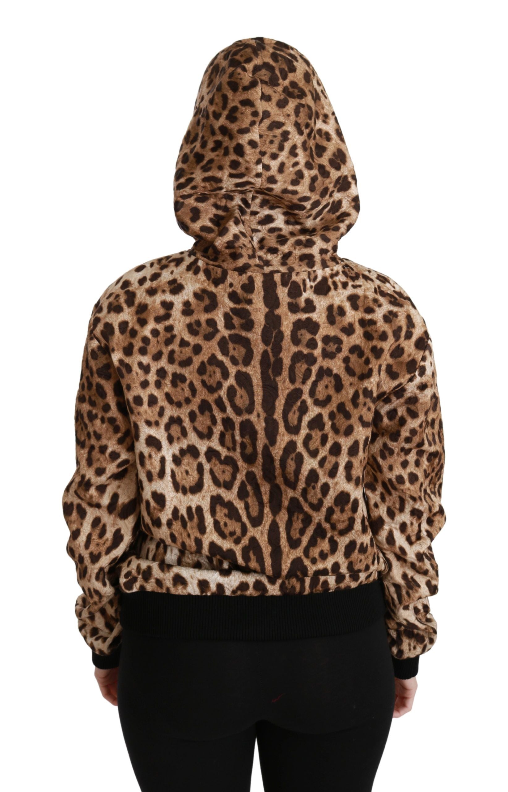 Brauner Kapuzenpullover Ayers mit Leopardenmuster und Nieten