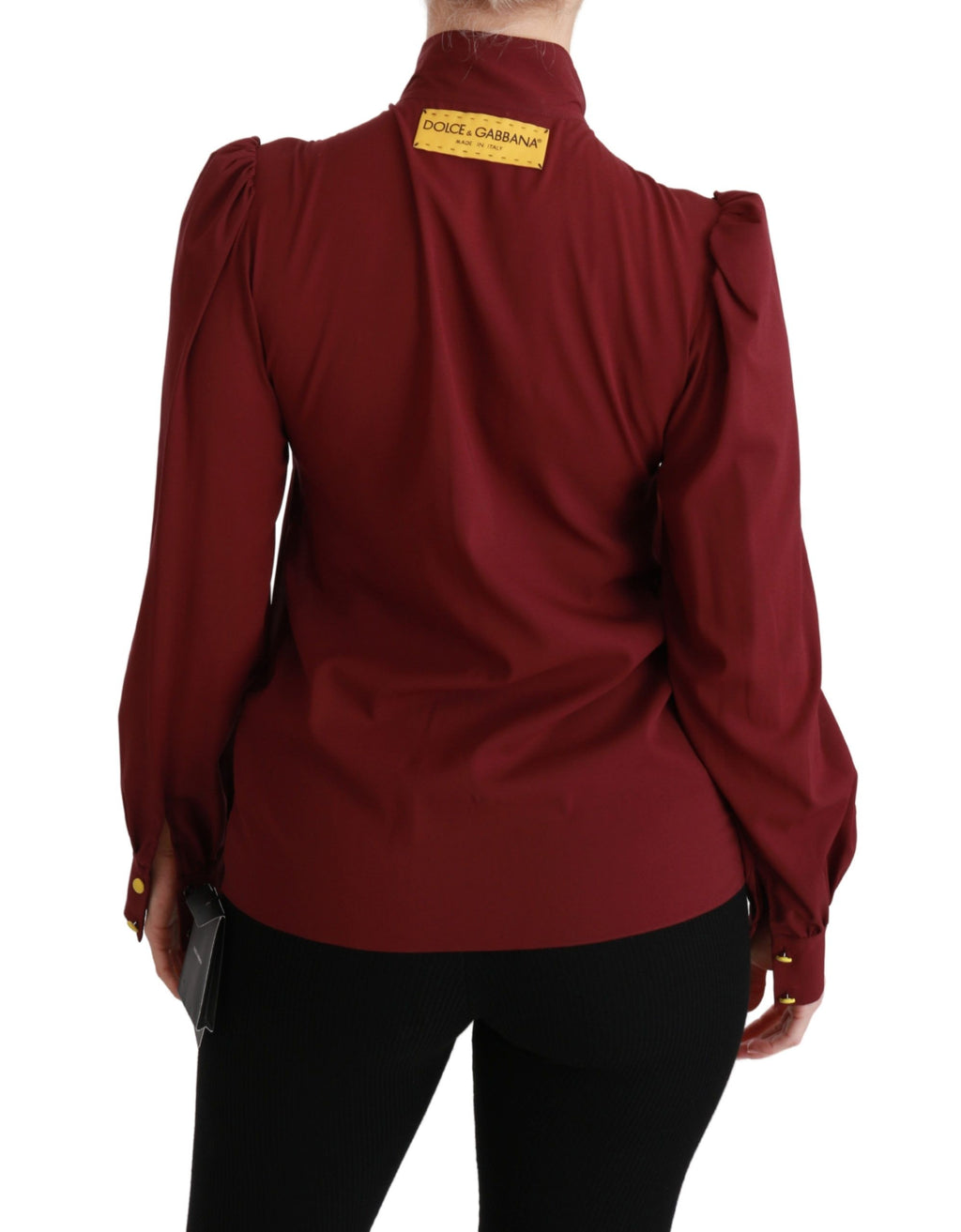 Dunkelrotes Langarmhemd Bluse Seidentop