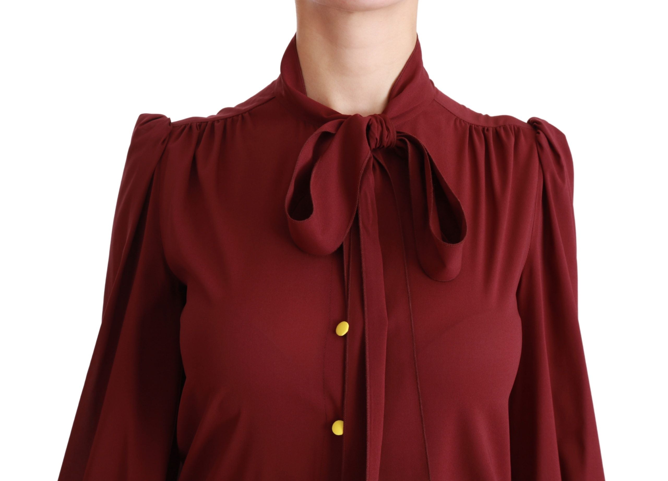 Dunkelrotes Langarmhemd Bluse Seidentop