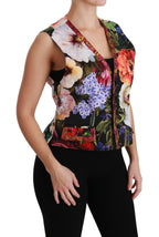 Multicolor Floral Sleeveless Waistcoat Top Vest