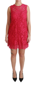 Rosa florales Spitzen-Shift-Kleid Minikleid