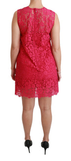 Rosa florales Spitzen-Shift-Kleid Minikleid