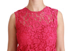 Rosa florales Spitzen-Shift-Kleid Minikleid