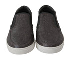 Graue flache Herren-Loafer aus Kaimanleder