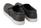 Graue flache Herren-Loafer aus Kaimanleder