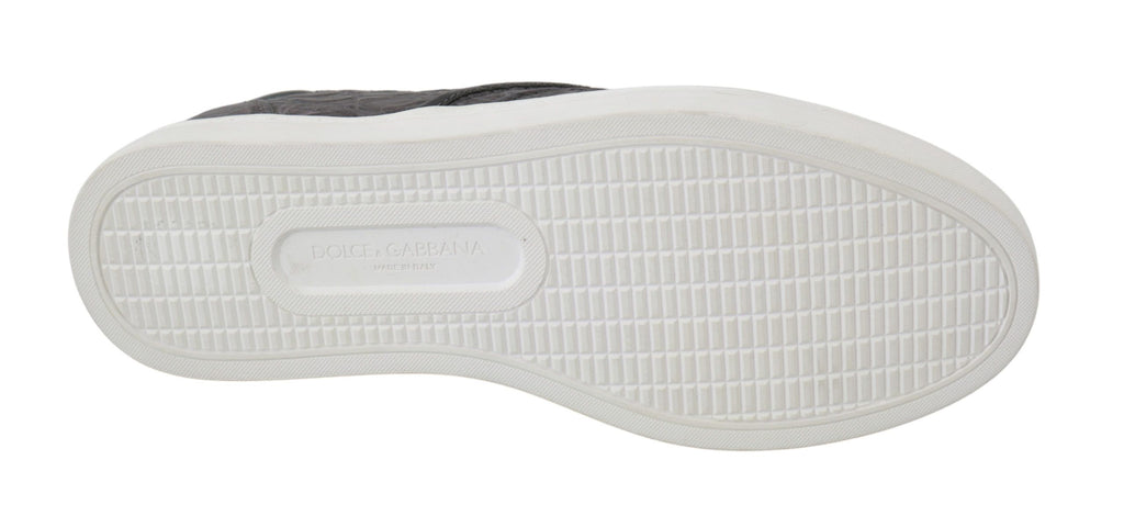 Graue flache Herren-Loafer aus Kaimanleder