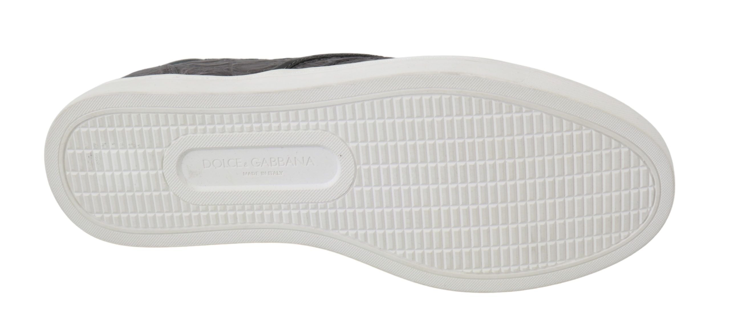 Graue flache Herren-Loafer aus Kaimanleder