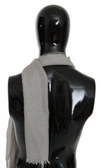 Gray Fringe Neck Wrap Cotton Scarf