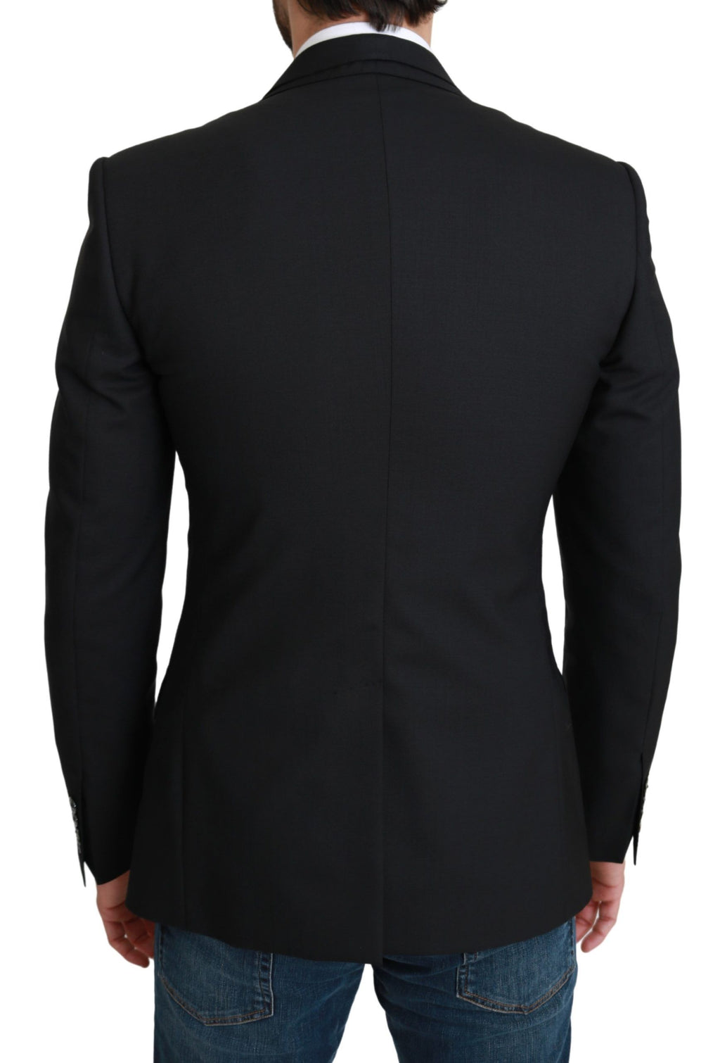 Schwarzer einreihiger eleganter Blazer aus Wolle