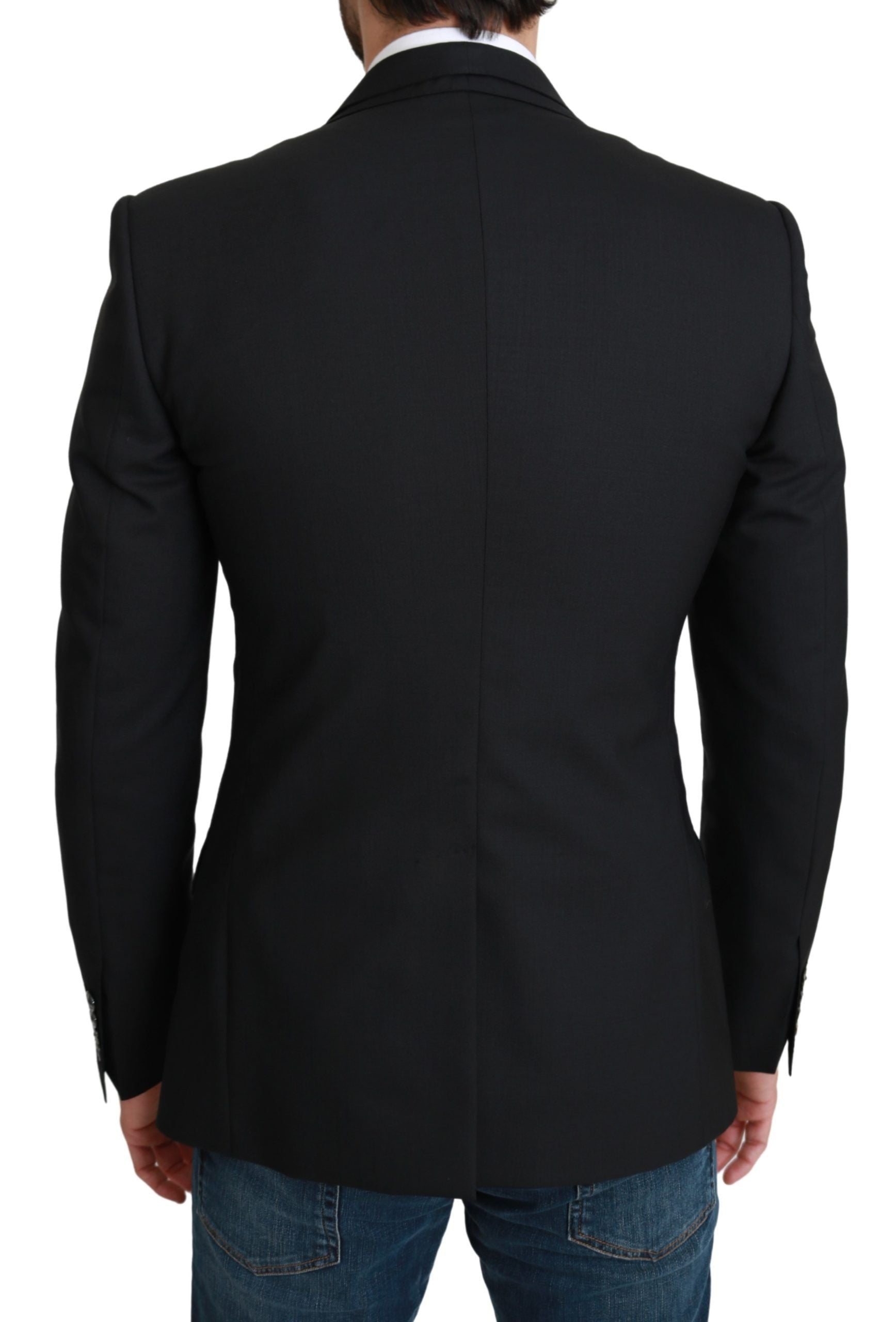 Schwarzer einreihiger eleganter Blazer aus Wolle