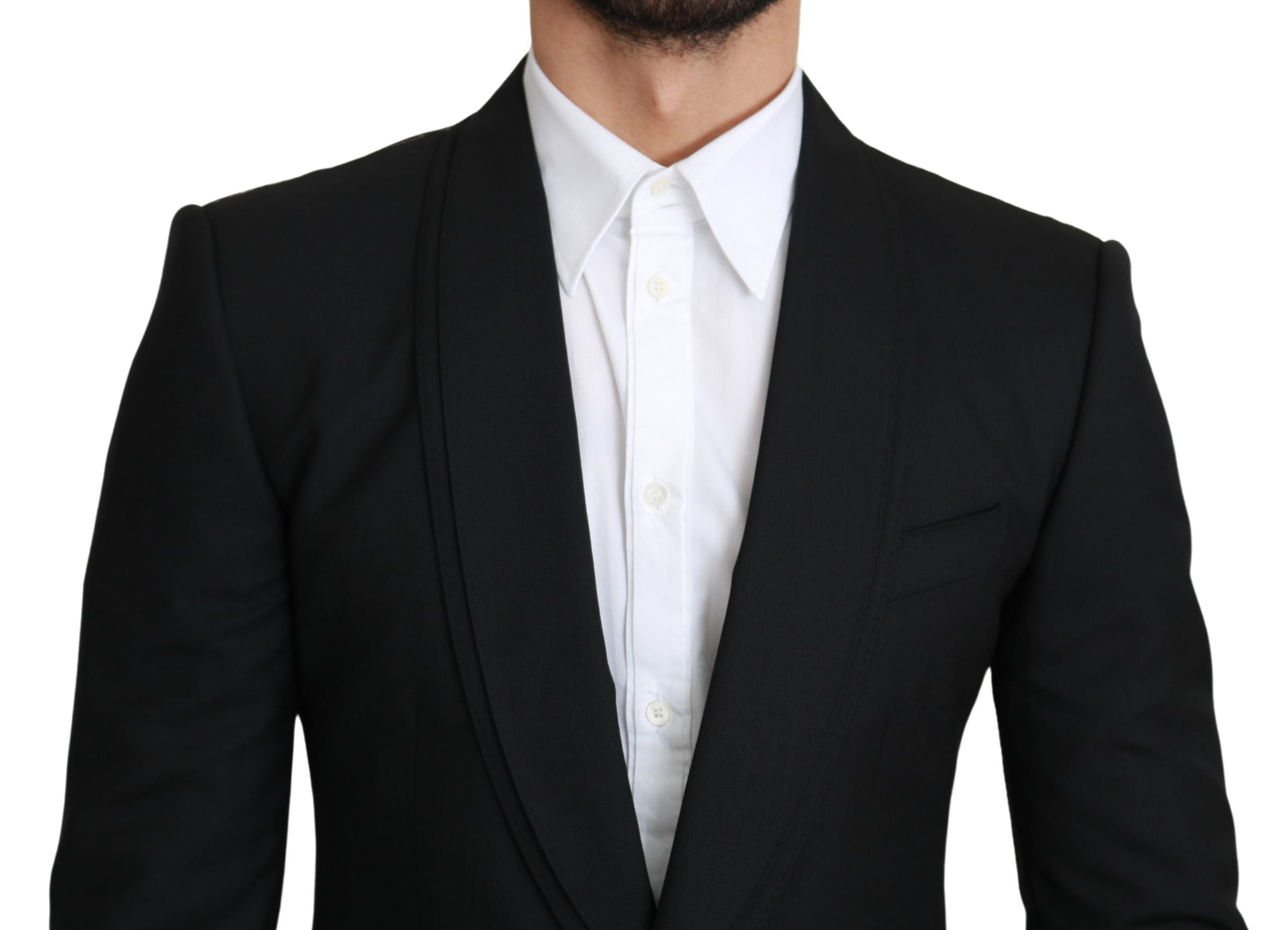 Schwarzer einreihiger eleganter Blazer aus Wolle