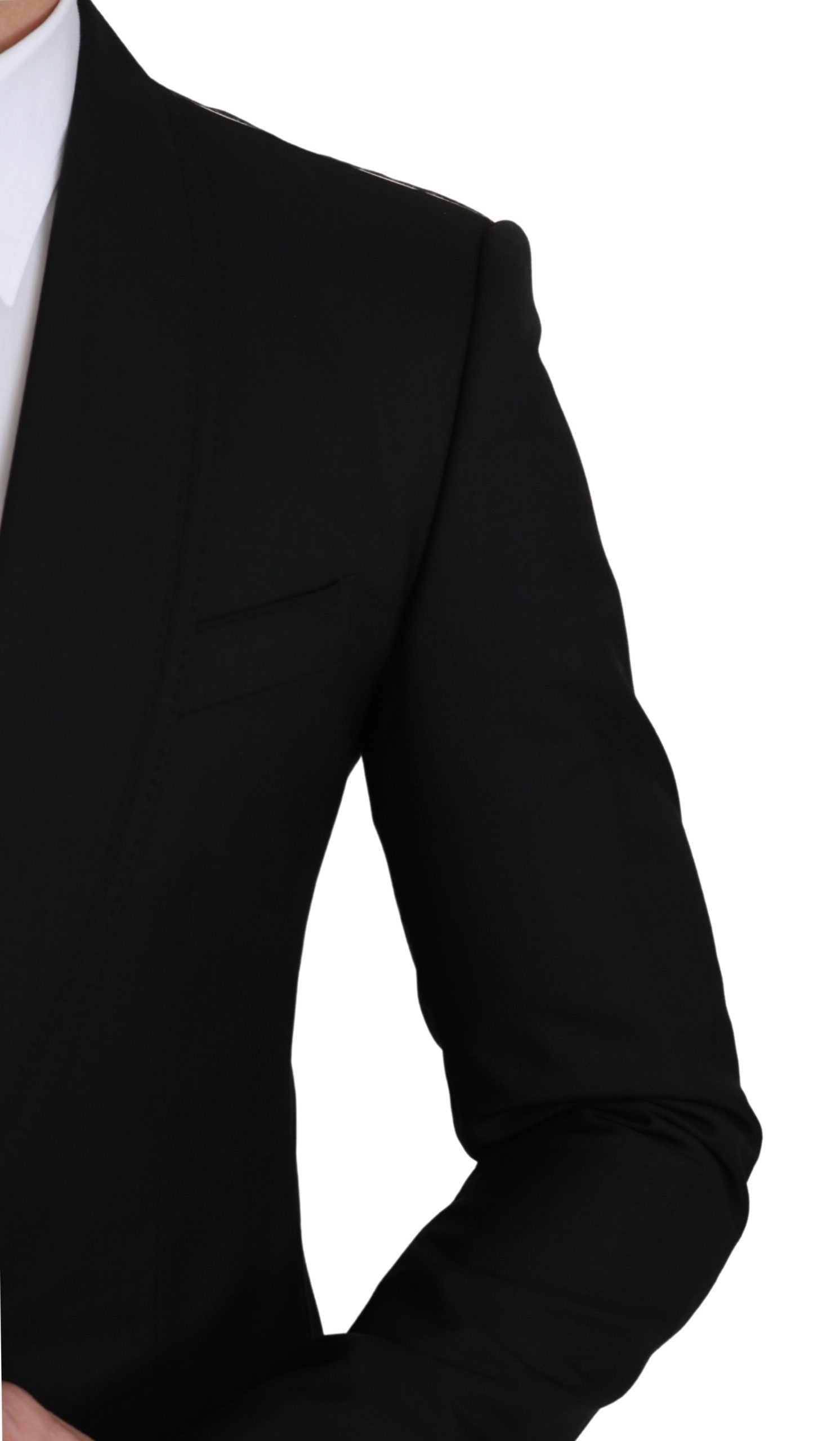 Schwarzer einreihiger eleganter Blazer aus Wolle