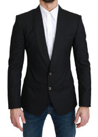 Schwarzer einreihiger eleganter Blazer aus Wolle