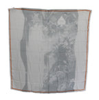 Grau Orange Seiden Foulard Wickelschal mit Blumenmuster