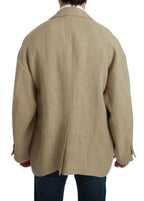 Beige Jacke Mantel 100 % Jute Blazer Mantel