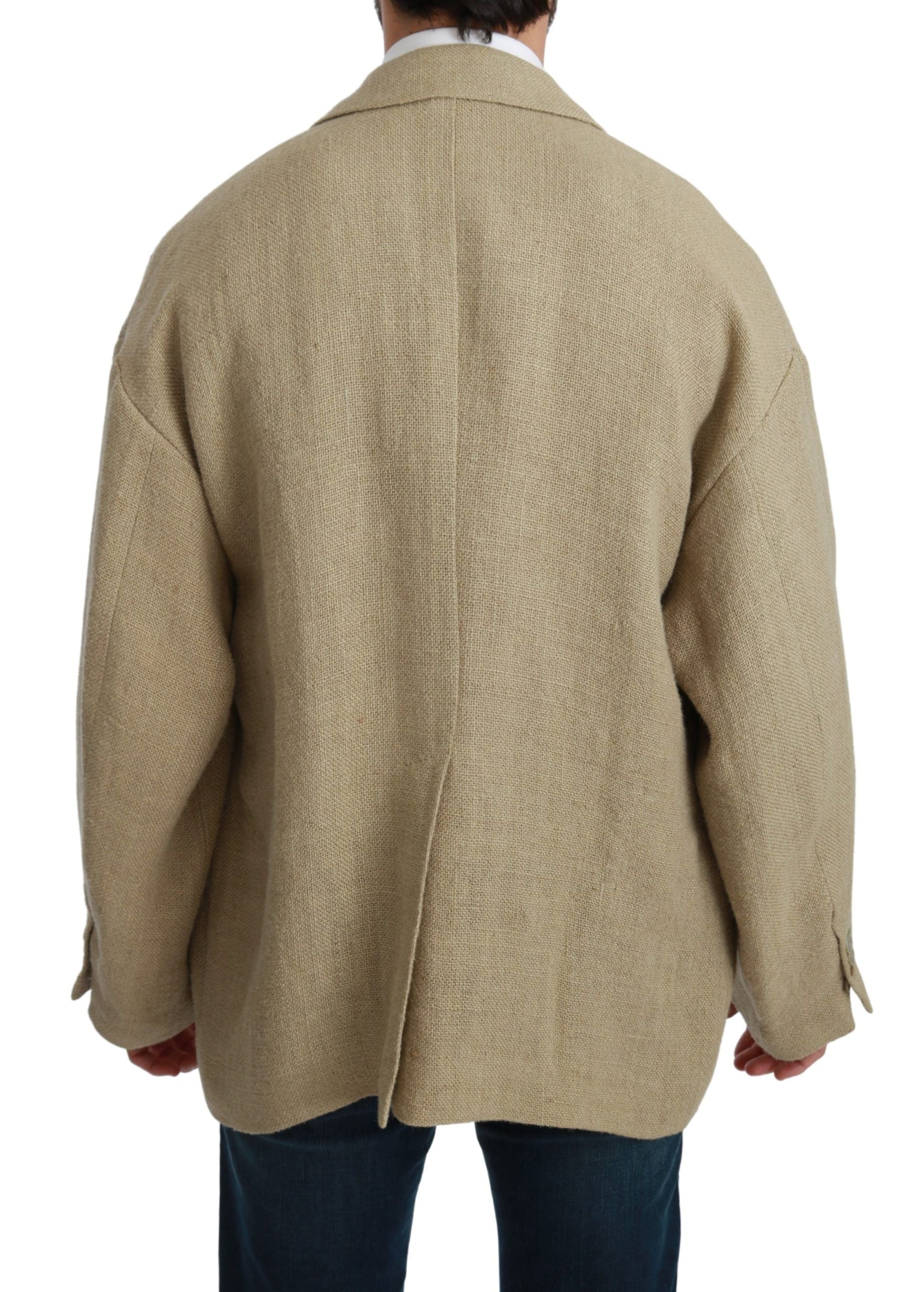 Beige Jacke Mantel 100 % Jute Blazer Mantel