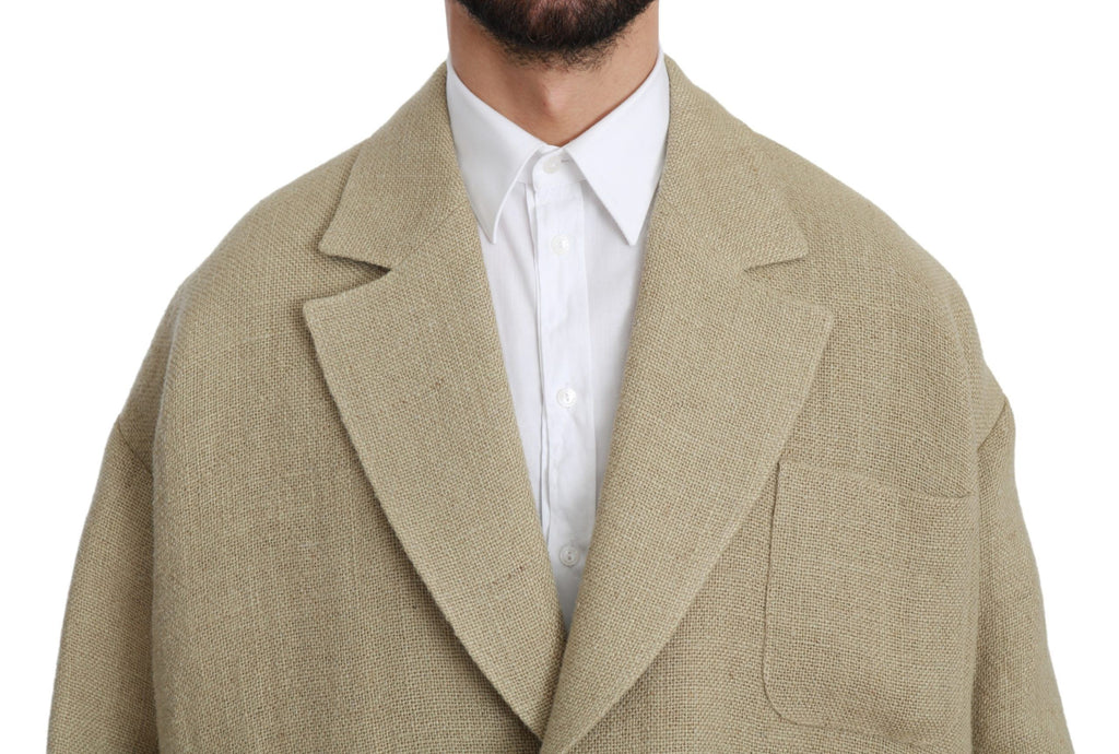 Beige Jacke Mantel 100 % Jute Blazer Mantel