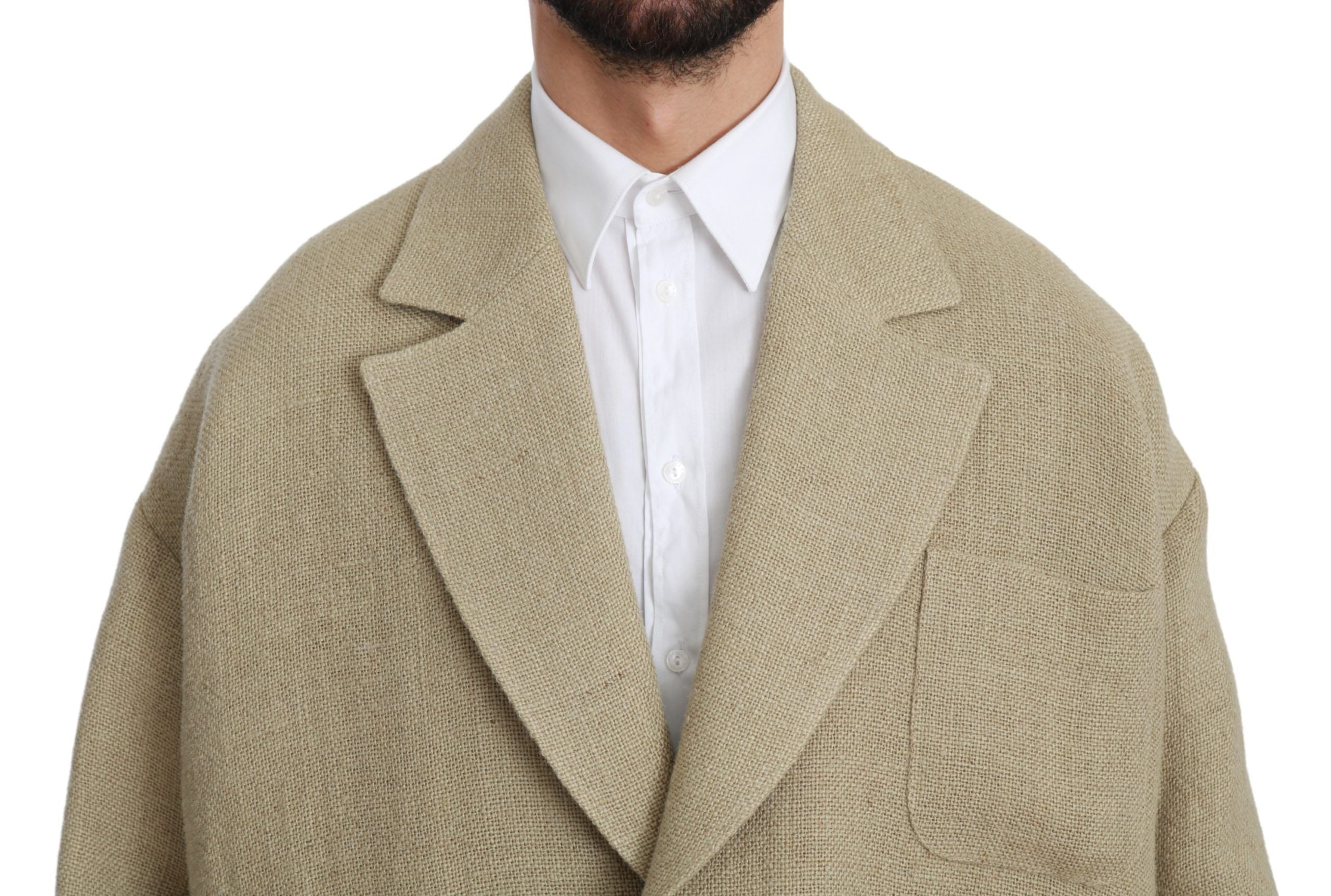 Beige Jacke Mantel 100 % Jute Blazer Mantel