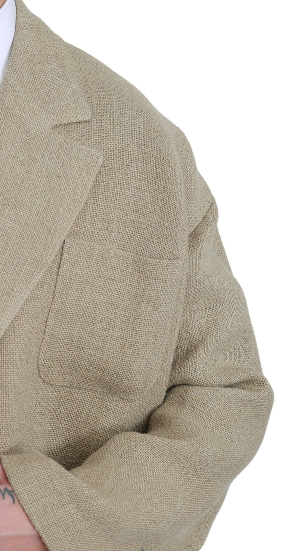 Beige Jacke Mantel 100 % Jute Blazer Mantel