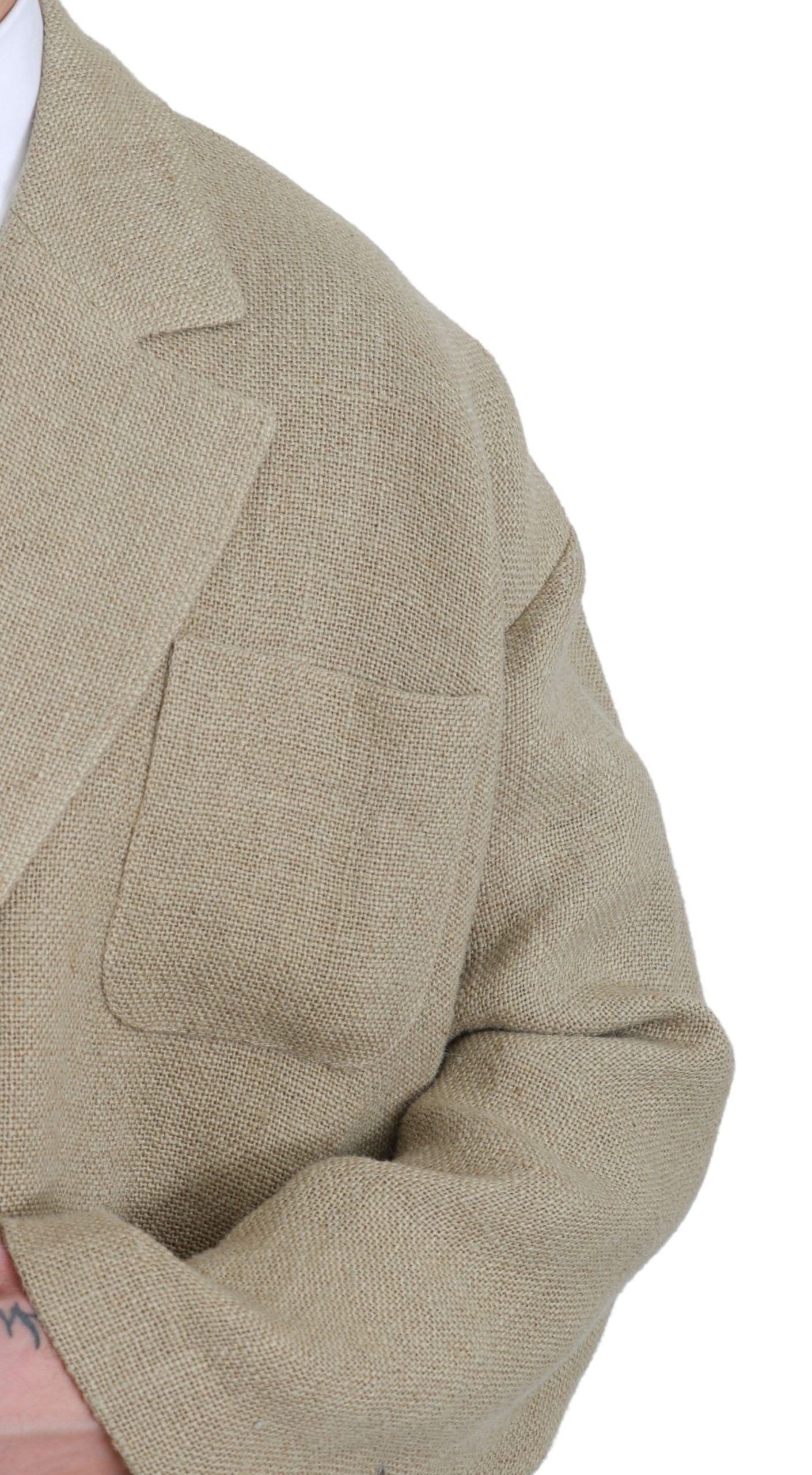 Beige Jacke Mantel 100 % Jute Blazer Mantel