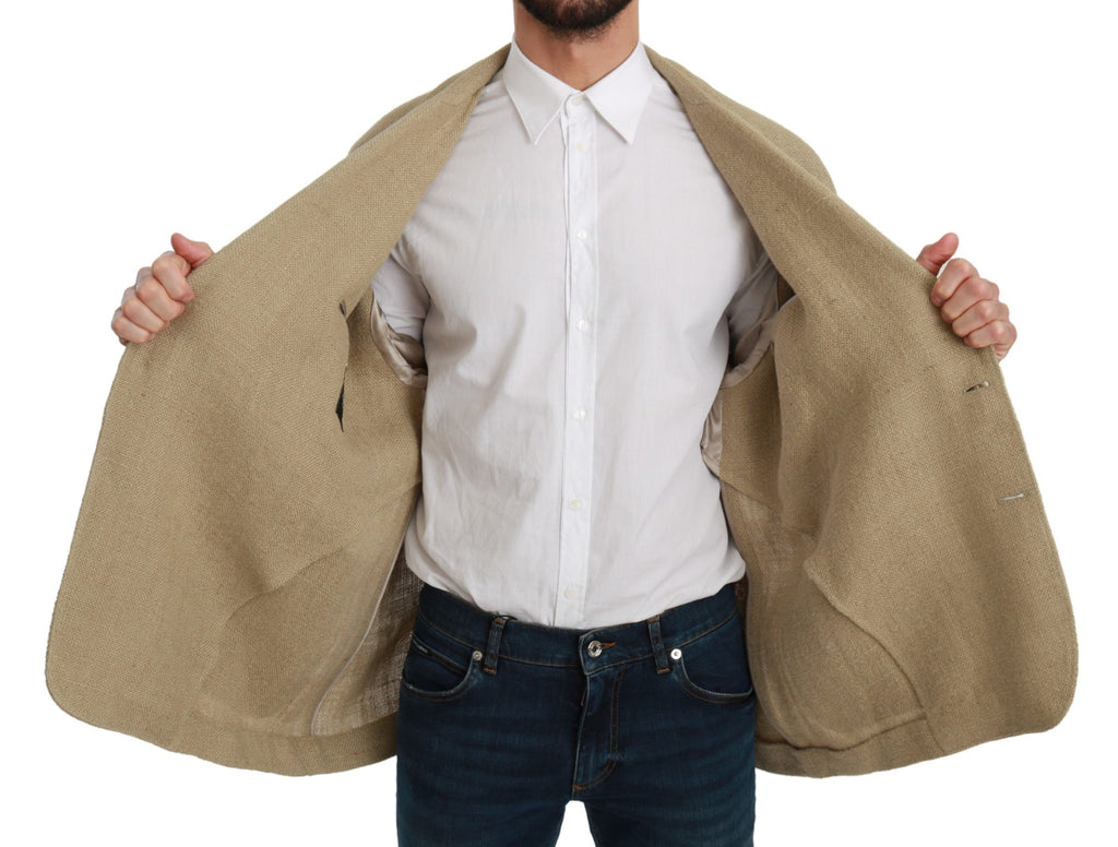Beige Jacke Mantel 100 % Jute Blazer Mantel