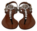 Leder-Ayers-Kristall-Sandalen-Flip-Flops-Schuhe