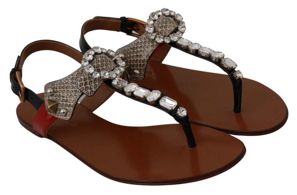 Leder-Ayers-Kristall-Sandalen-Flip-Flops-Schuhe