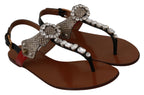 Leder-Ayers-Kristall-Sandalen-Flip-Flops-Schuhe