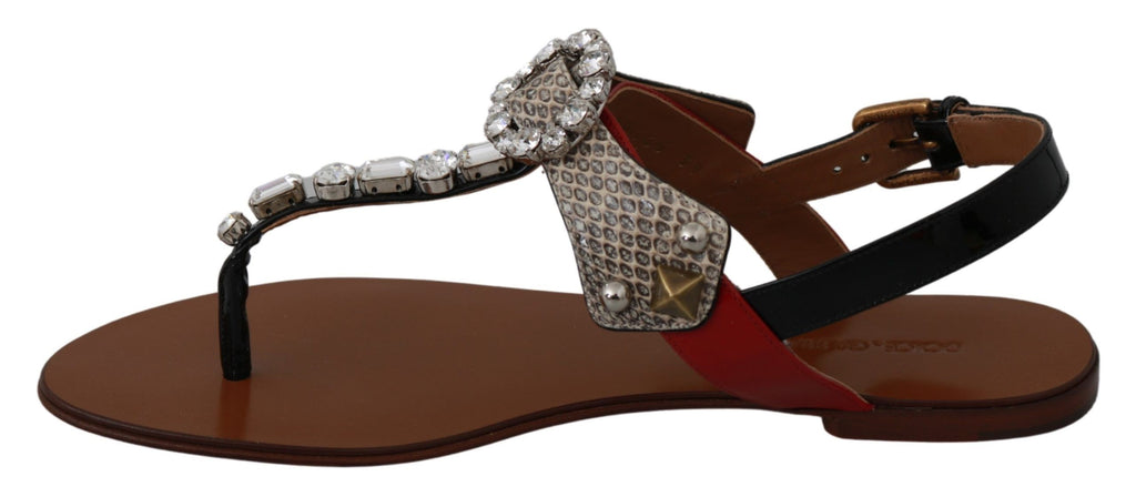 Leder-Ayers-Kristall-Sandalen-Flip-Flops-Schuhe