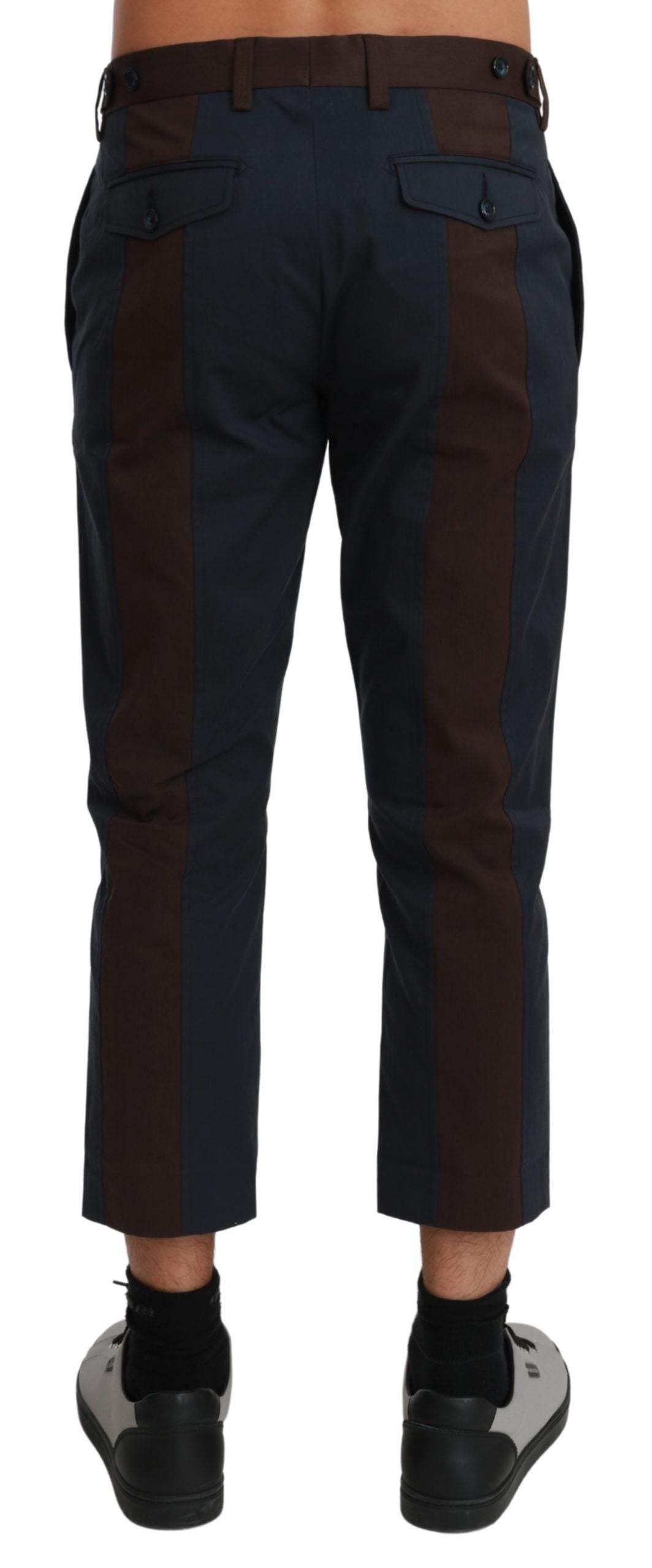 Braune gestreifte Cropped-Hose