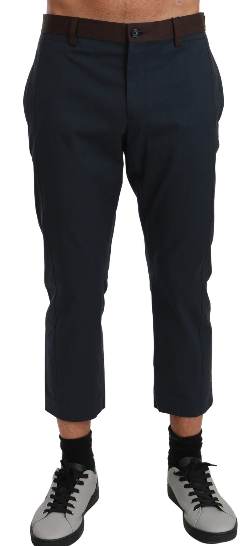 Braune gestreifte Cropped-Hose