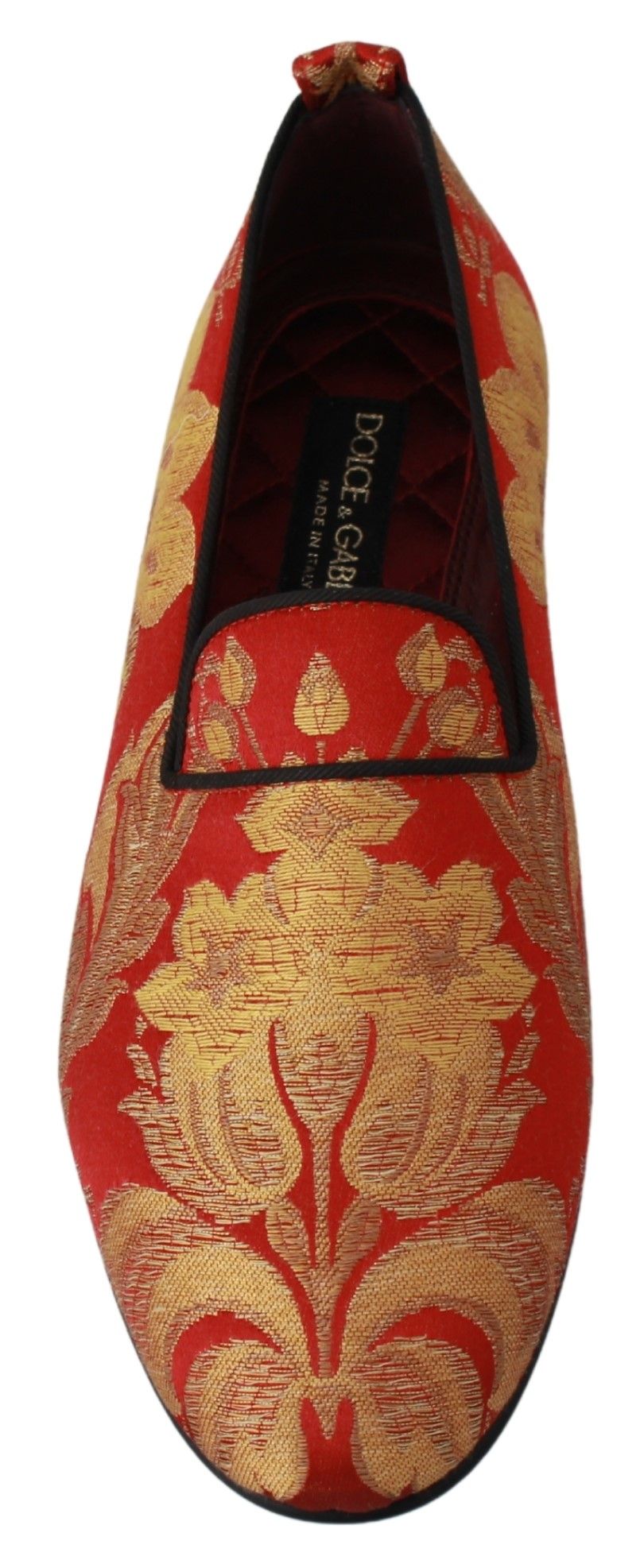 Scarpe Loafers di Broccato Oro Rosso