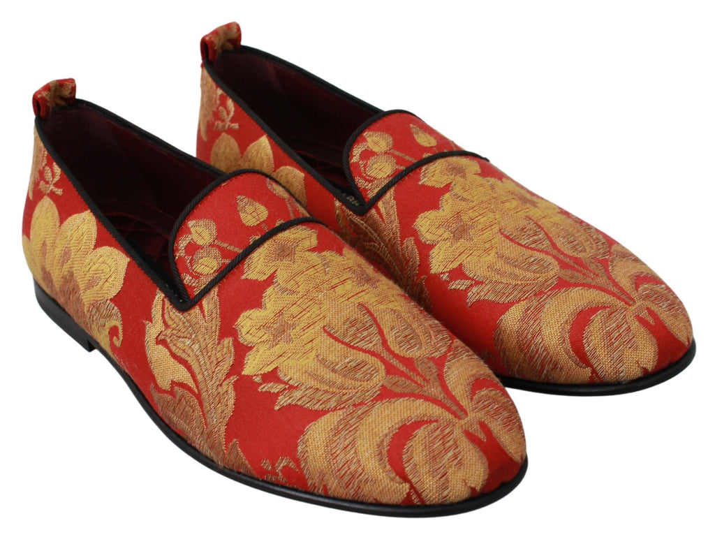 Rote goldene Brokat Pantoffeln Slipper Schuhe