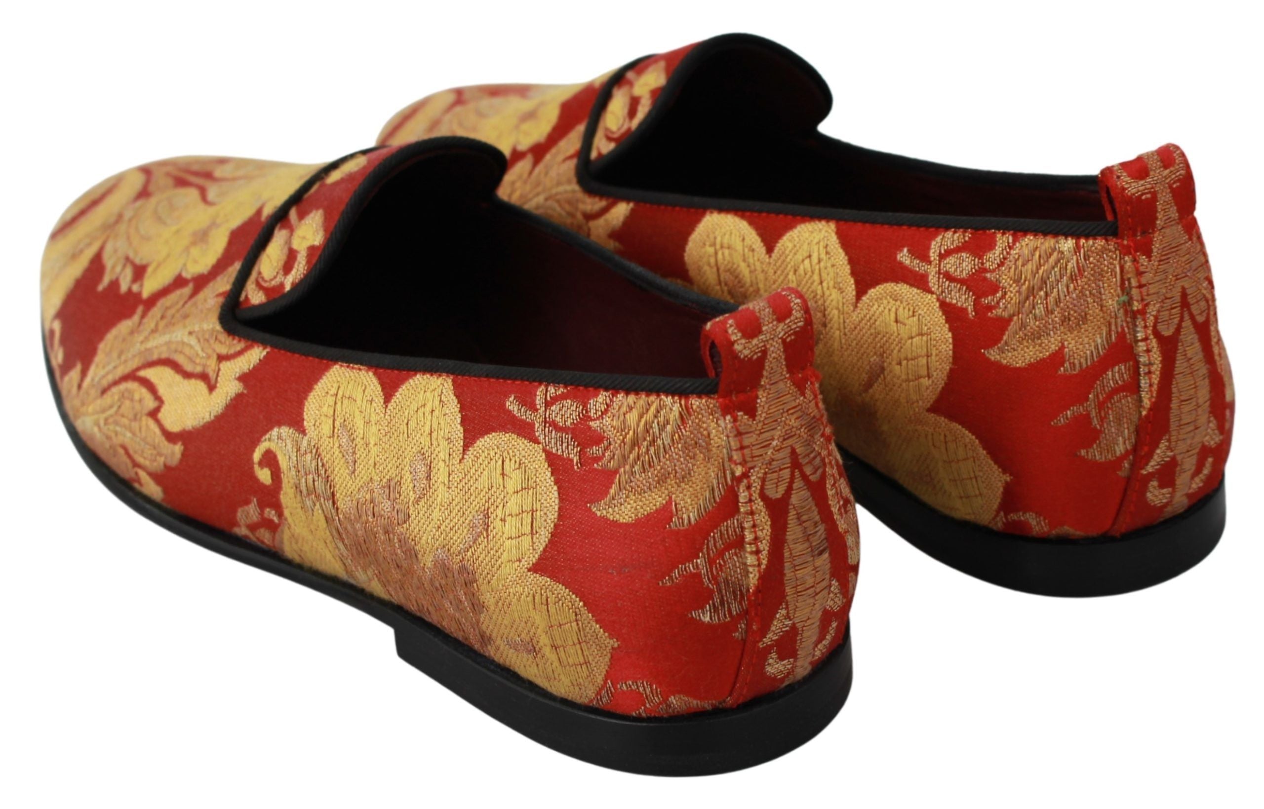 Scarpe Loafers di Broccato Oro Rosso