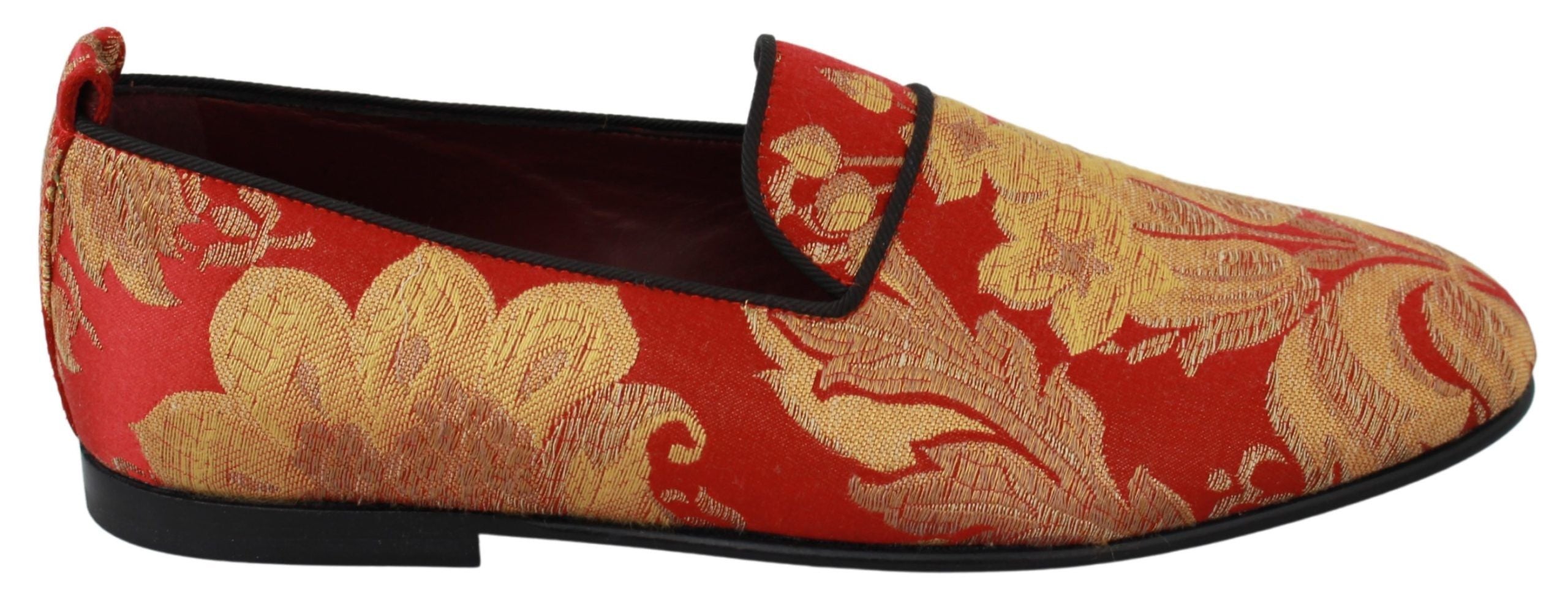 Scarpe Loafers di Broccato Oro Rosso