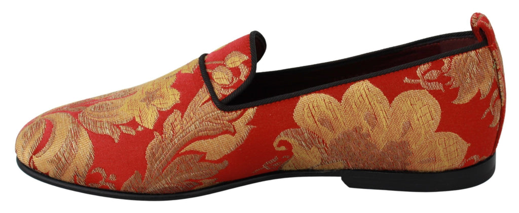 Rote goldene Brokat Pantoffeln Slipper Schuhe