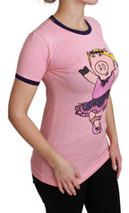 Pink SCHWEIN-JAHR Top Baumwoll-T-Shirt
