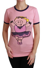 Pink SCHWEIN-JAHR Top Baumwoll-T-Shirt