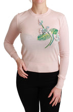 Pinker Pullover aus Seide und Kaschmir mit Blumenmuster
