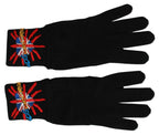 Black #DGLovesLondon Embroidered Wool Gloves