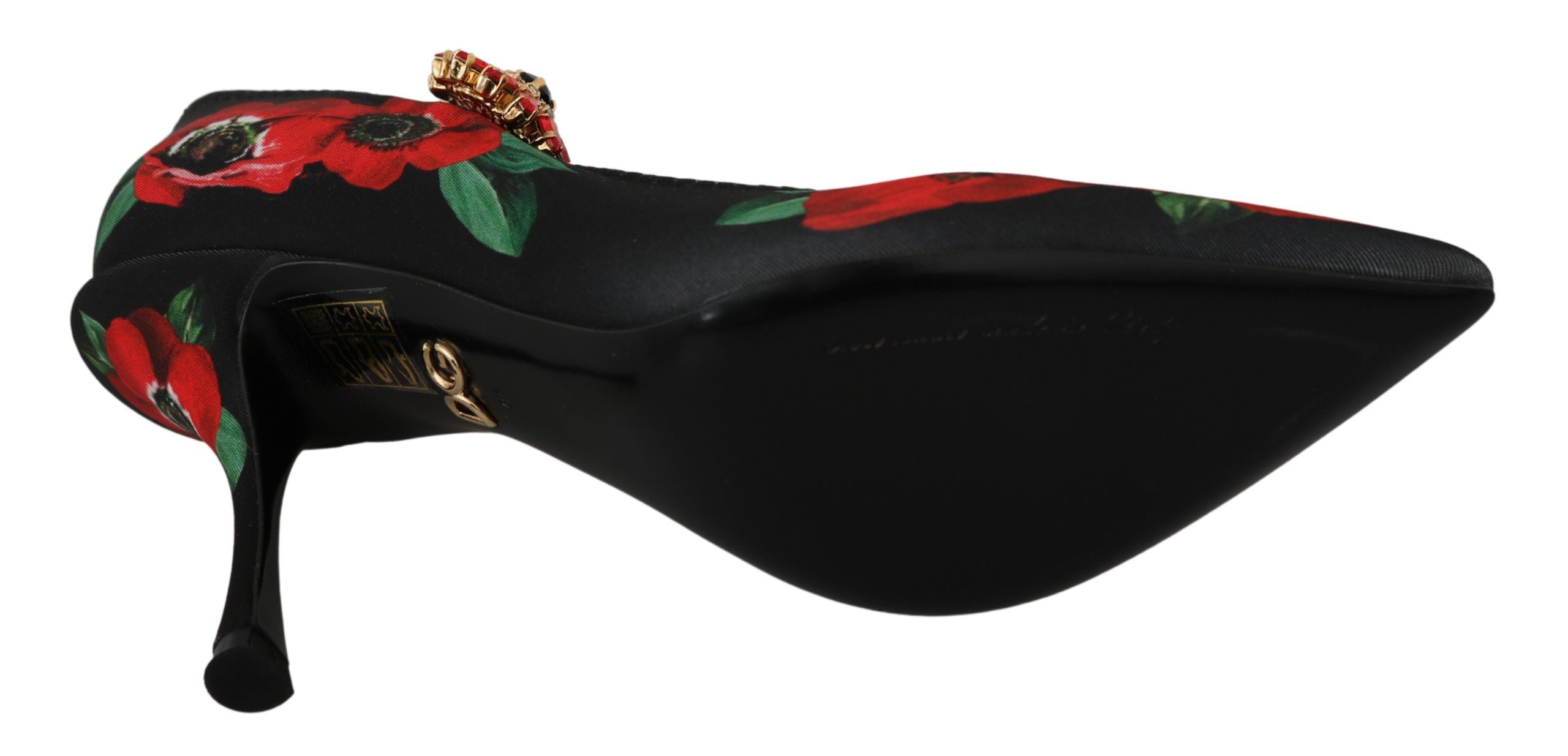 Schwarze rote florale Mary Janes Pumps Schuhe