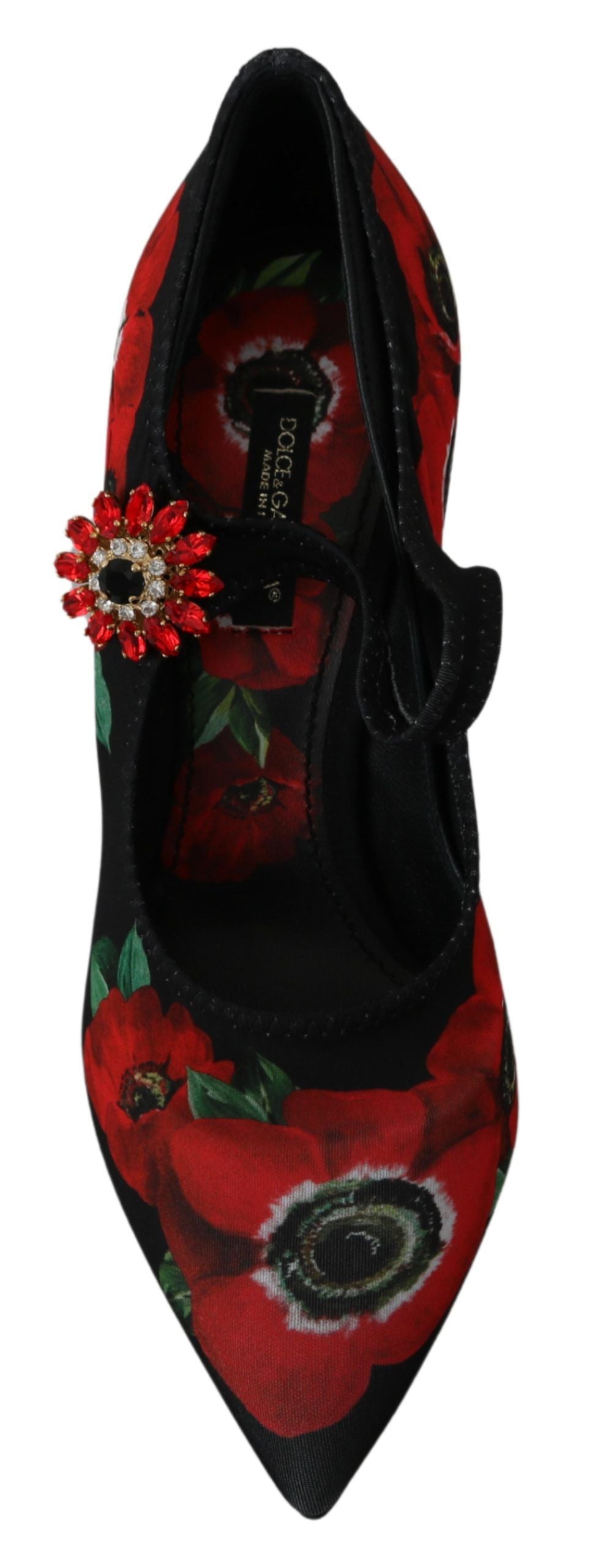 Schwarze rote florale Mary Janes Pumps Schuhe